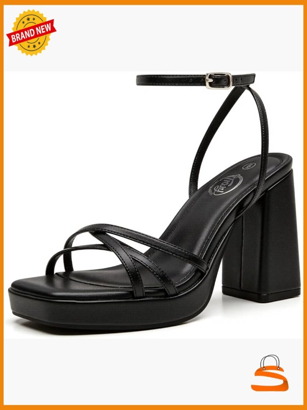 Square Toe Strappy Block Heels, Platform, Ankle Strap, Y2K